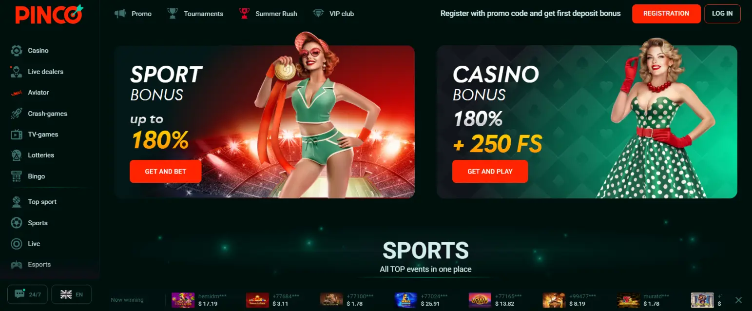 Pinco casino official website
