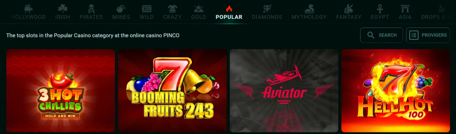 Pinco casino gaming slots